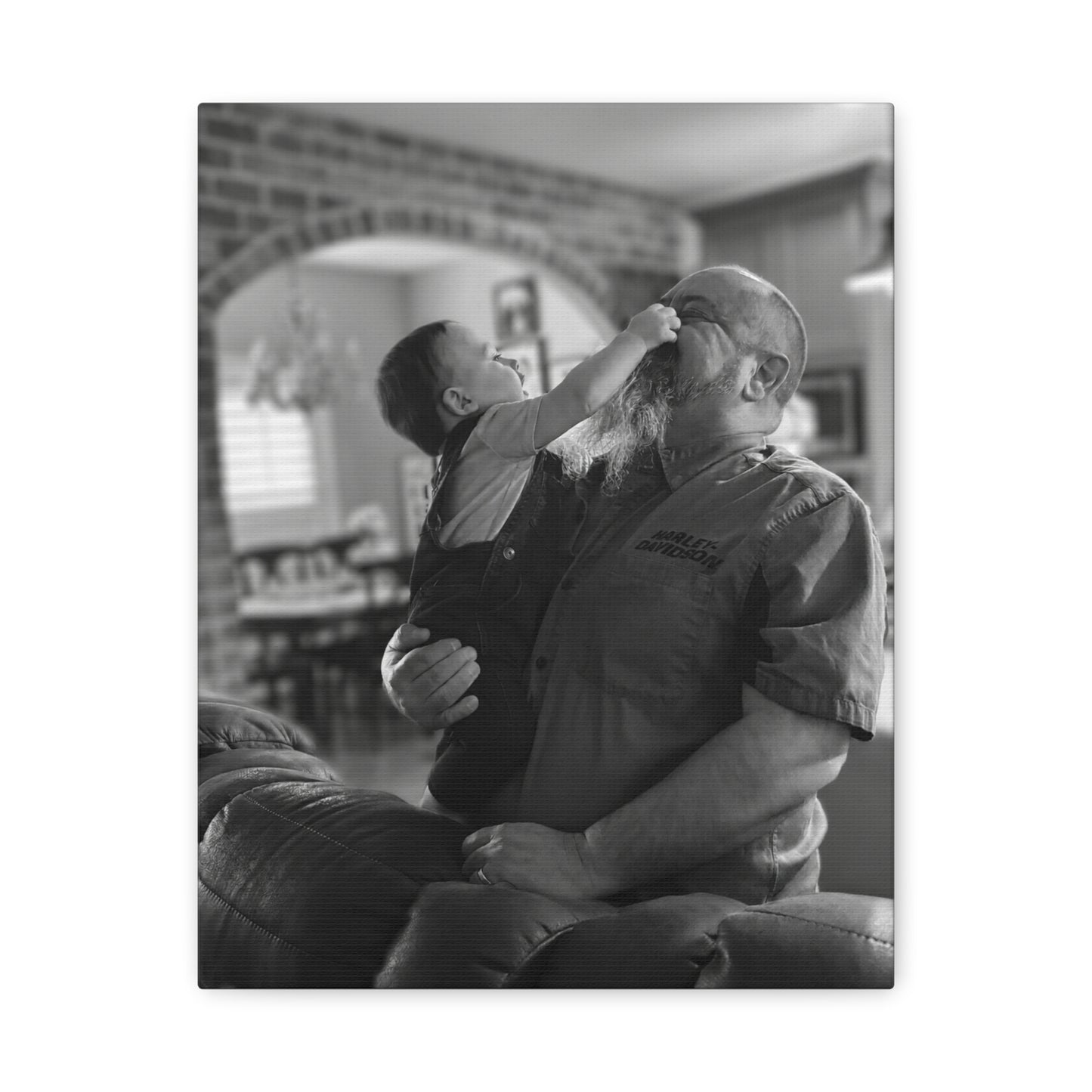 Grandfather and Grandson Playful Moment Canvas