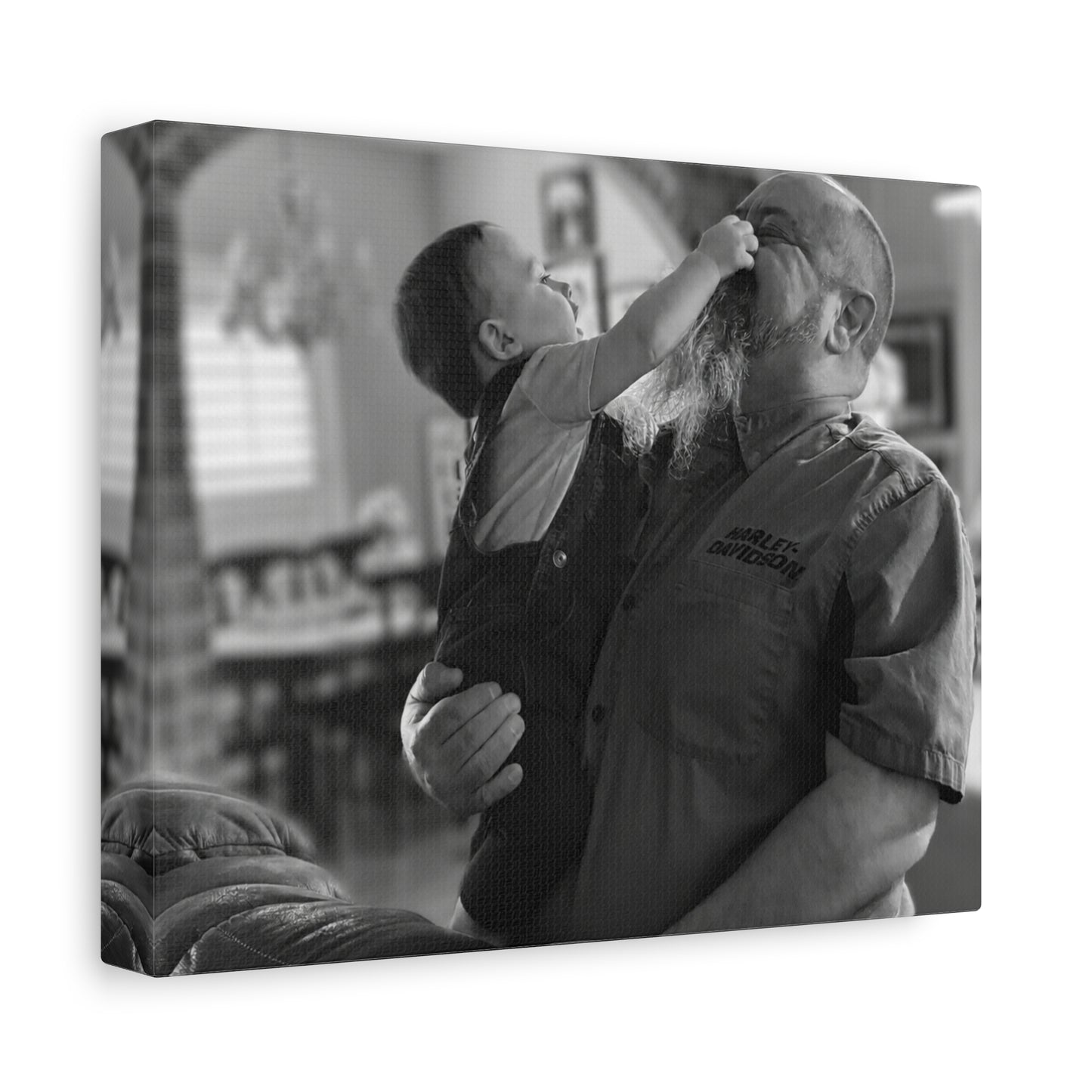 Grandfather and Grandson Playful Moment Canvas