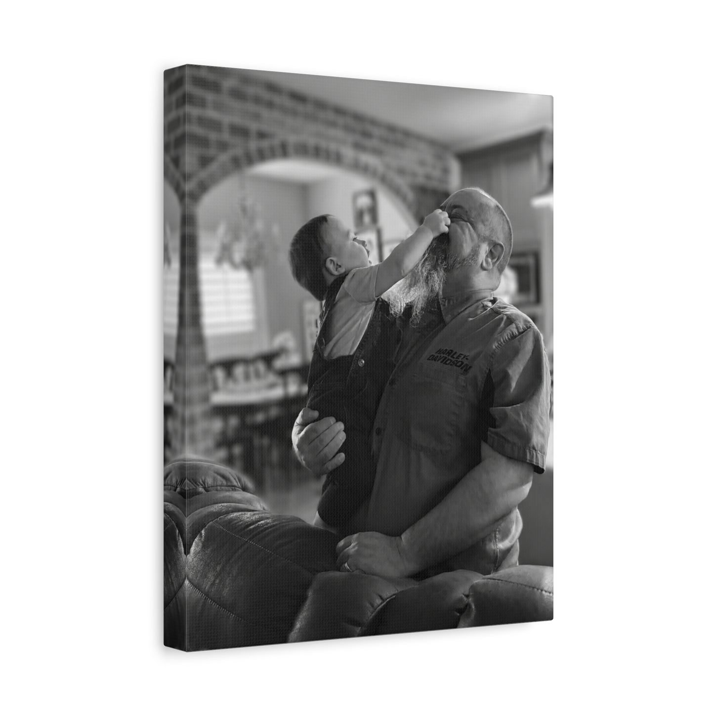 Grandfather and Grandson Playful Moment Canvas