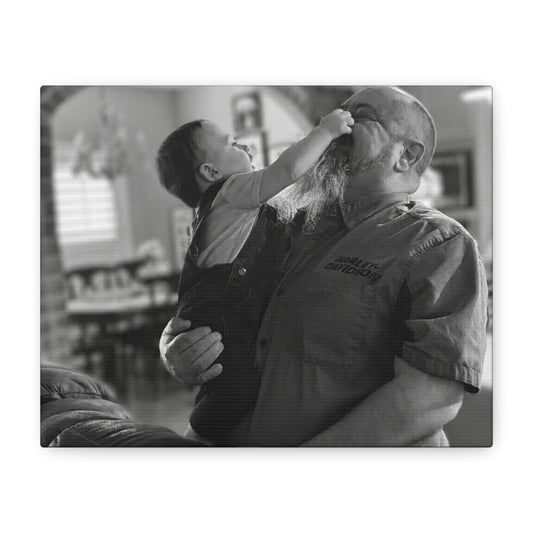 Grandfather and Grandson Playful Moment Canvas